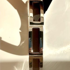 🍫Chocolate Brown Rectangles & Silver Tone Frames Stretch Bracelet by Cookie Lee